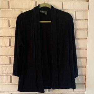Chicos Travelers Black Open Front 3/4 Sleeve Top